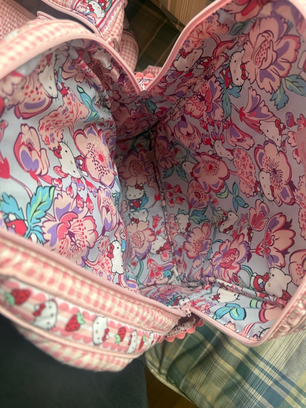 Hello Kitty Pink Gingham Kids Backpack and Duffel Set - Picture 2 of 5